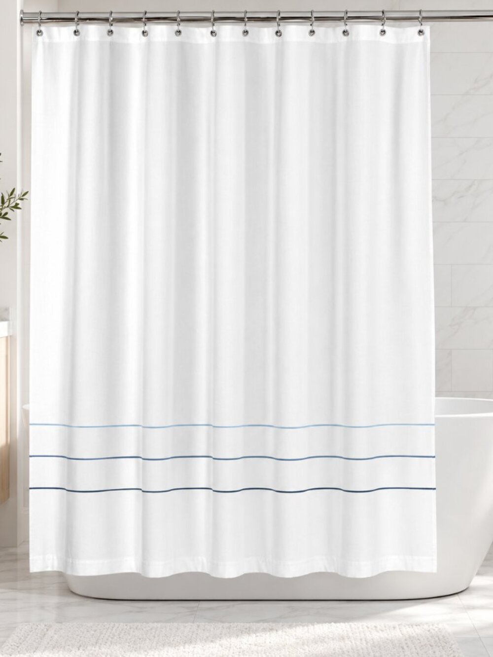 Hotel Collection Borderline Shower Curtain, - Blue